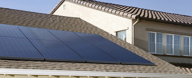 Close-up view of a medium-sized home with a SunPower Solar system